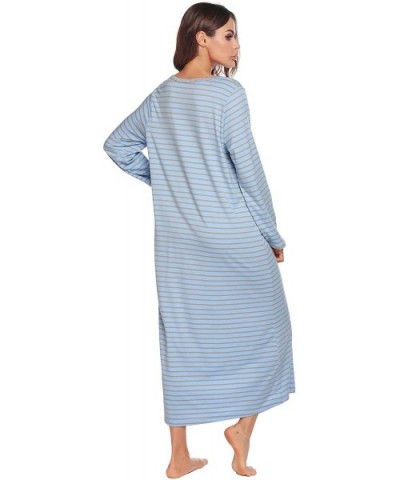 Women Long House Coat Zipper Front Robes Full Length Nightgowns with Pockets Striped Loungewear - Pt 9 - CA19856QR9G $55.15 R...