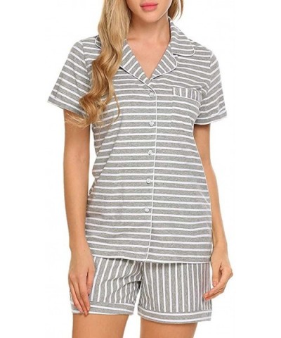 Cotton Pajamas Women Shorts Set Sleepwear Nightwear Tops and Shorts - Gray - CD198CETG63 $26.53 Tops