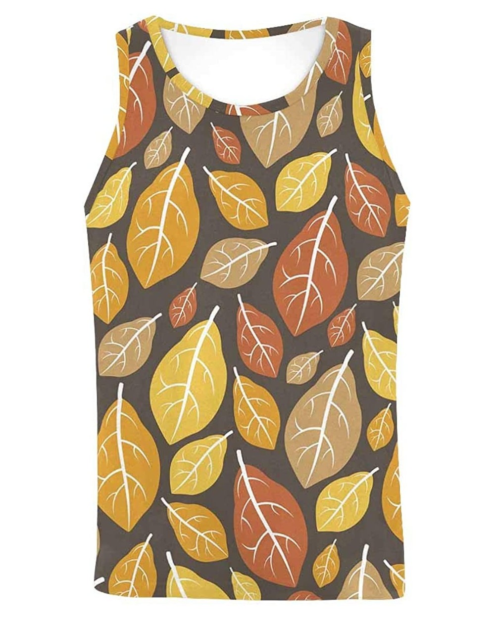 Men's Muscle Gym Workout Training Sleeveless Tank Top Leaf Foliage Autumn Fall Season - Multi1 - CB19DW6YS0O $47.07 Undershirts