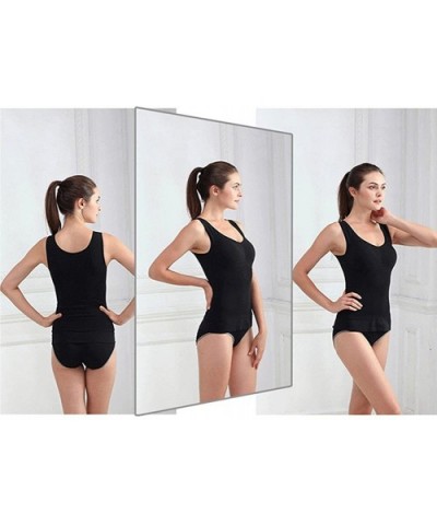 Women's Cami Shaper Tank Top with Built in Bra Removable 2 Packs - Black-white - CT18GNG4ZNH $40.32 Shapewear