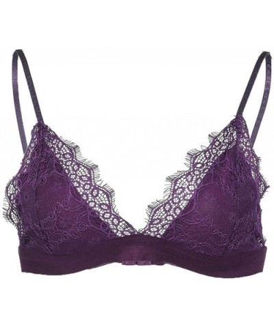 Women Plus Size Vest Crop Wireless Bra Lingerie Lingerie Underwear Camisole - C Purple - CO196HHTM7X $13.93 Camisoles & Tanks