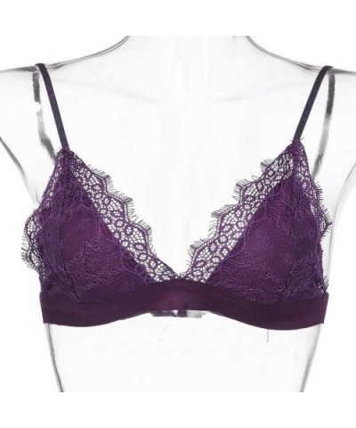 Women Plus Size Vest Crop Wireless Bra Lingerie Lingerie Underwear Camisole - C Purple - CO196HHTM7X $13.93 Camisoles & Tanks