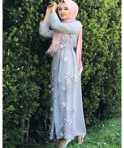 Elegant Muslim Dresses for Women Long Dress Women Abaya Dress Islamic National Robe - Light Blue - C819DO84MXL $57.66 Robes