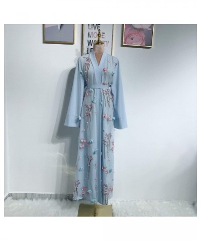 Elegant Muslim Dresses for Women Long Dress Women Abaya Dress Islamic National Robe - Light Blue - C819DO84MXL $57.66 Robes