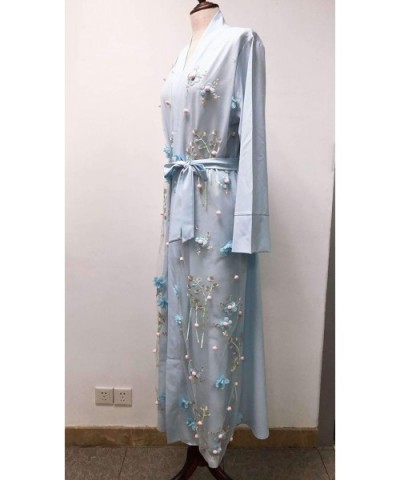 Elegant Muslim Dresses for Women Long Dress Women Abaya Dress Islamic National Robe - Light Blue - C819DO84MXL $57.66 Robes