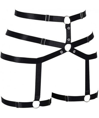 Women's Punk Leg Harness Garter Belt Body Elastic Strappy Thigh Waist Stockings Suspender Gothic Harajuku Garters - Black - C...