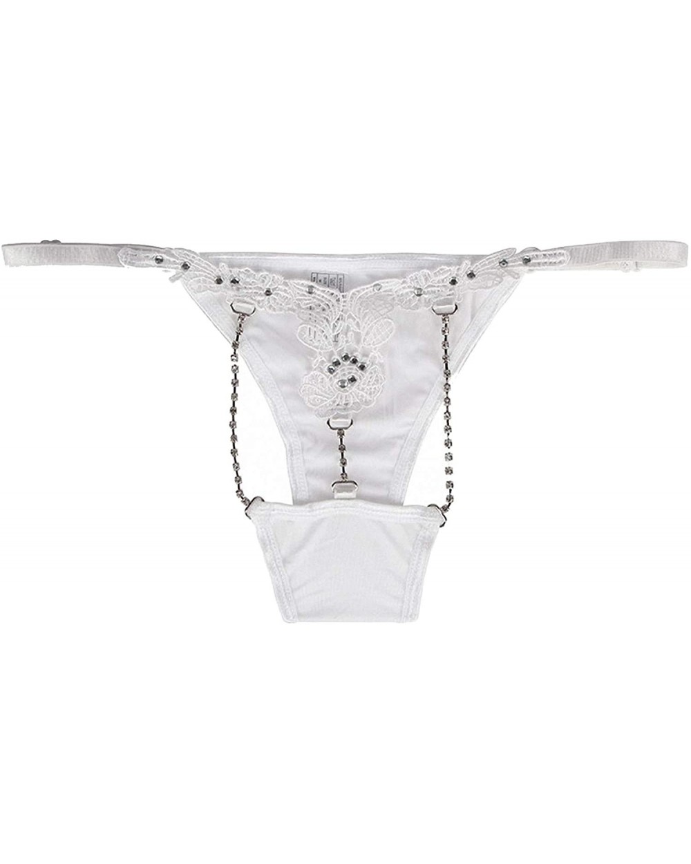 String Sexy Diamond Black Hollow Out Low Waist Thong Pants G-String Panties - White G String Sexy - CH190ON2MZS $24.38 Panties