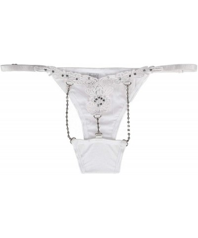 String Sexy Diamond Black Hollow Out Low Waist Thong Pants G-String Panties - White G String Sexy - CH190ON2MZS $24.38 Panties