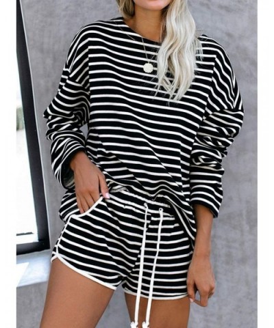 Women's Tie Dye Printed Sleepwear Lounge Long Sleeve Pajama Set Night Shirt with Shorts - C-black - C0199OH9HYN $37.85 Sets