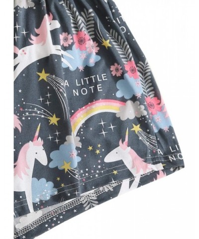 Women's Cartoon Print Pocket Tee and Shorts PJ Pajama Set with Eye Mask - Sky Grey - C9198QS995C $34.00 Sets