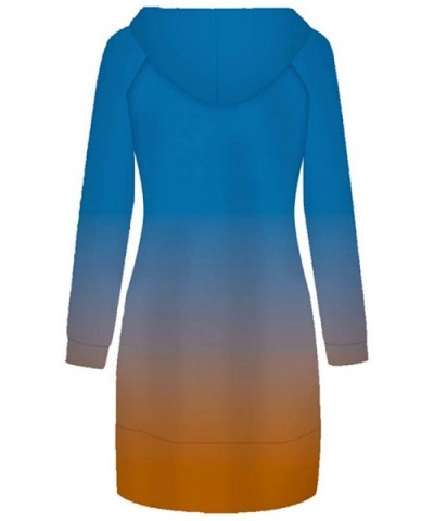 Women's Hooded Dress Casual Printing Long Sleeve O-Neck Pullover Tops Christmas Dress - Blue1 - C0192K2DIGM $41.32 Baby Dolls...