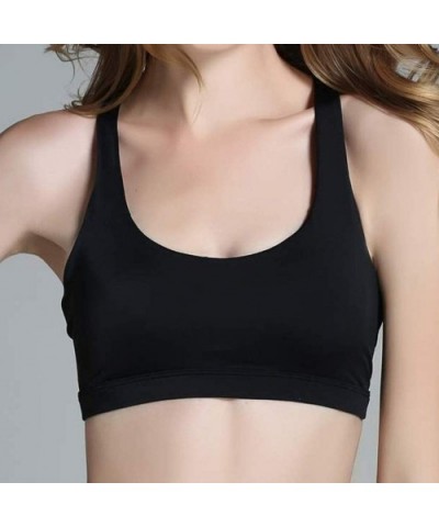 Sleepwear 2020 Popular No Steel Ring Womens-Pure Color Wireless Sports Bra Zipper Underwear Quakeproof - Black9284 - CV18RUAC...