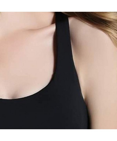 Sleepwear 2020 Popular No Steel Ring Womens-Pure Color Wireless Sports Bra Zipper Underwear Quakeproof - Black9284 - CV18RUAC...