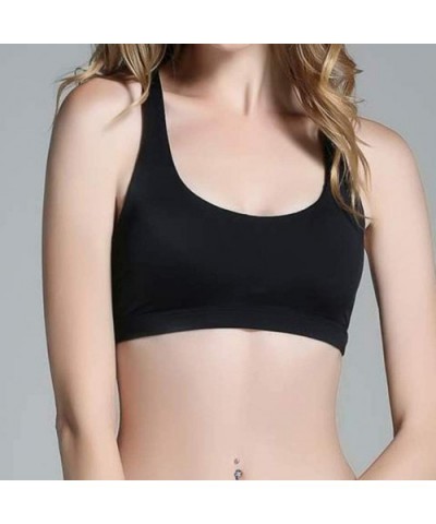 Sleepwear 2020 Popular No Steel Ring Womens-Pure Color Wireless Sports Bra Zipper Underwear Quakeproof - Black9284 - CV18RUAC...