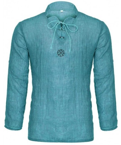 Men's Summer Fashionable Personality Cotton Linen Pure Longsleeved Top S-XXXXXXL - Green-1 - CJ18WU23G3N $16.71 Boxer Briefs