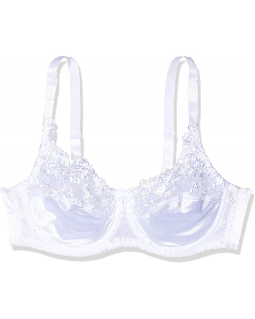 Underwired Satin Lace Full Cup Everday Bra White Black Ivory Skin 87543 - White - CZ1121AZVKH $30.00 Bras