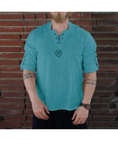 Men's Summer Fashionable Personality Cotton Linen Pure Longsleeved Top S-XXXXXXL - Green-1 - CJ18WU23G3N $16.71 Boxer Briefs