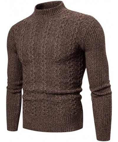 Men's Full Zip Casual Classic Soft Thick Knitted Cardigan Sweaters Long Sleeve with Pockets - Brown B - CP193EK0SR9 $43.43 Un...