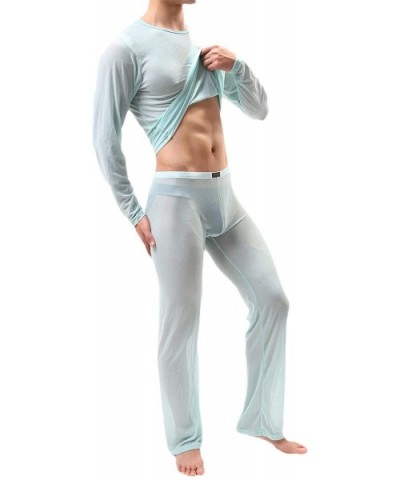 Men's Nightwear Perspective Sleepwear Loungewear Pajama Set - 1 - CF19DDAC7G2 $44.91 Sleep Sets