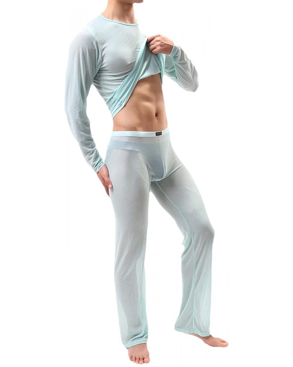 Men's Nightwear Perspective Sleepwear Loungewear Pajama Set - 1 - CF19DDAC7G2 $44.91 Sleep Sets