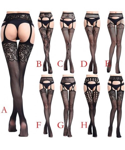 Sexy Womens Lingerie Net Lace Top Garter Belt Thigh Stocking Pantyhose - H - CA18WHRZ0RQ $14.42 Accessories