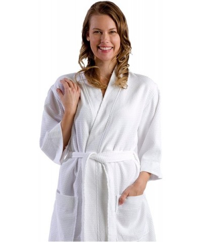 Waffle Bamboo Robe for Women- S/M Size- White - White - CY1274BPO1J $34.66 Robes