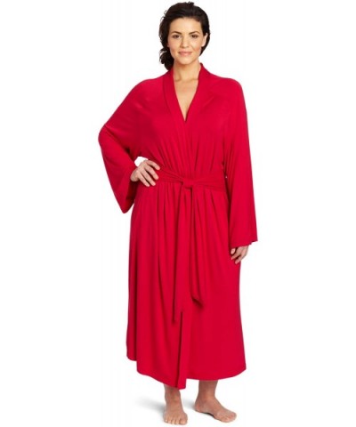 Women's Plus-Size Shawl Collar Wrap Robe- Red- 1X - CL119QECYIJ $75.05 Robes