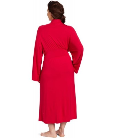 Women's Plus-Size Shawl Collar Wrap Robe- Red- 1X - CL119QECYIJ $75.05 Robes