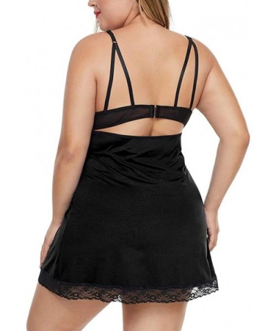 Women Lace Plus Size Nightdress Sexy Lingerie Nightdress Skirt Camisole Sexy Pajamas Underwear S-3XL - Black - C4194AE8G8T $1...