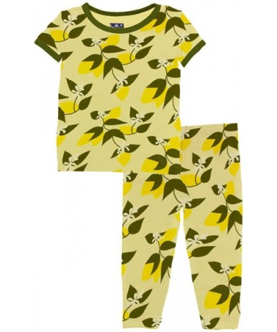 Print Short Sleeve Pajama Set in Desert Rose Indian Train - Lime Blossom Lemon Tree and Pesto - CH18M4CKT6G $62.44 Sets