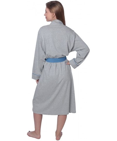 Women's Soft Jersey Knit Cotton Blend Wrap Robe Sleepwear with Piping - Heather Gray - C1180ZY98QT $28.14 Robes