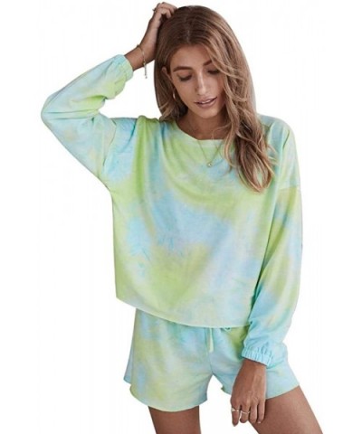 Women Pajamas Set Tie Dye Colorful Casual Jogger Loungewear Sleepwear Set - 025 Yellow - CK19CZL9SKS $47.40 Sets