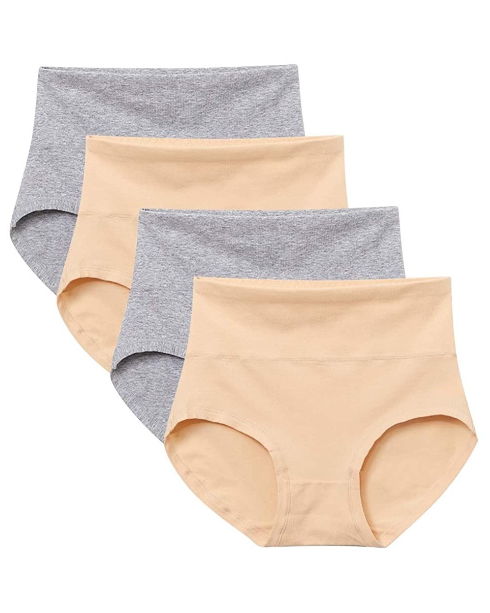 Women's Cotton Underwear High Waist Full Coverage Brief Panties Multi Pack 4 - Grey&white - CT18L4T7YQ8 $23.46 Panties