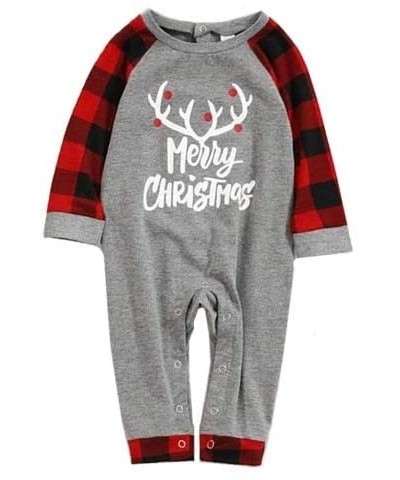 Matching Family Pajamas Sets Christmas with Letter Printed Long Sleeve Tee and Red Plaid Pants Loungewear - Grey - CO192I02C5...