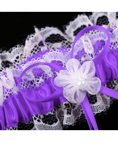 Set of 2 Retro Garter Bridal Leg Band Leg Garter with Bows and - Purple - CG19CSTD4XT $20.92 Garters & Garter Belts