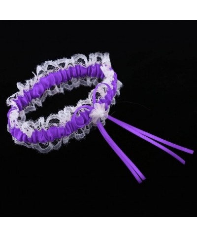 Set of 2 Retro Garter Bridal Leg Band Leg Garter with Bows and - Purple - CG19CSTD4XT $20.92 Garters & Garter Belts