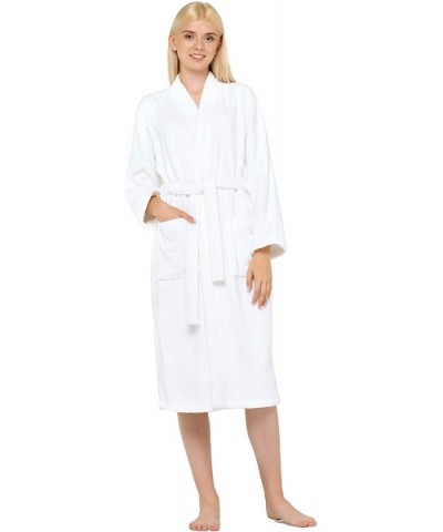 Terry Cloth Robes for Women and Men 100% Turkish Cotton Kimono Womens Robe Mens Bathrobe | White Velour- XX-Large - White - C...