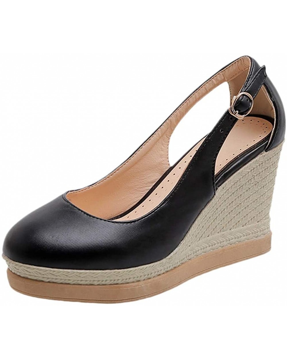 Women's Wedge Pumps Fashion Weaving Platform Buckle Sandals Pointed Toe Shoes - Black - CG196I8E67R $55.14 Baby Dolls & Chemises