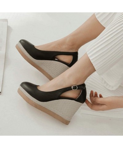 Women's Wedge Pumps Fashion Weaving Platform Buckle Sandals Pointed Toe Shoes - Black - CG196I8E67R $55.14 Baby Dolls & Chemises