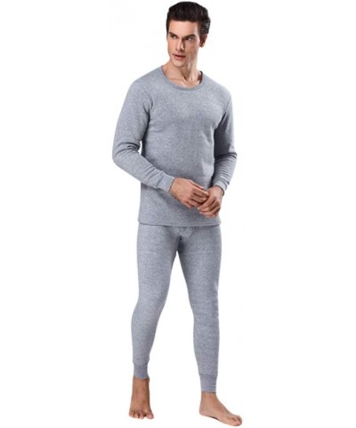 Men's Thermal Underwear Set- Fleece Lined Long Johns- Winter Base Layer Top & Bottom Sets for Men - Light Gray - CN193IKG7UH ...