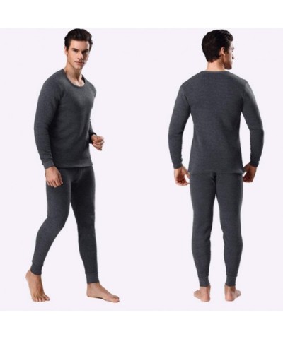 Men's Thermal Underwear Set- Fleece Lined Long Johns- Winter Base Layer Top & Bottom Sets for Men - Light Gray - CN193IKG7UH ...