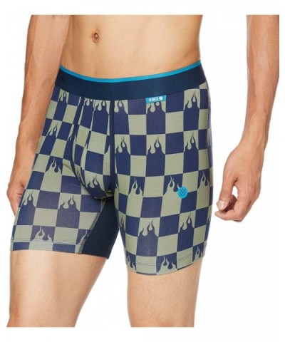 Men's Flame Check Wh - Navy - C018K7OL248 $44.58 Boxer Briefs