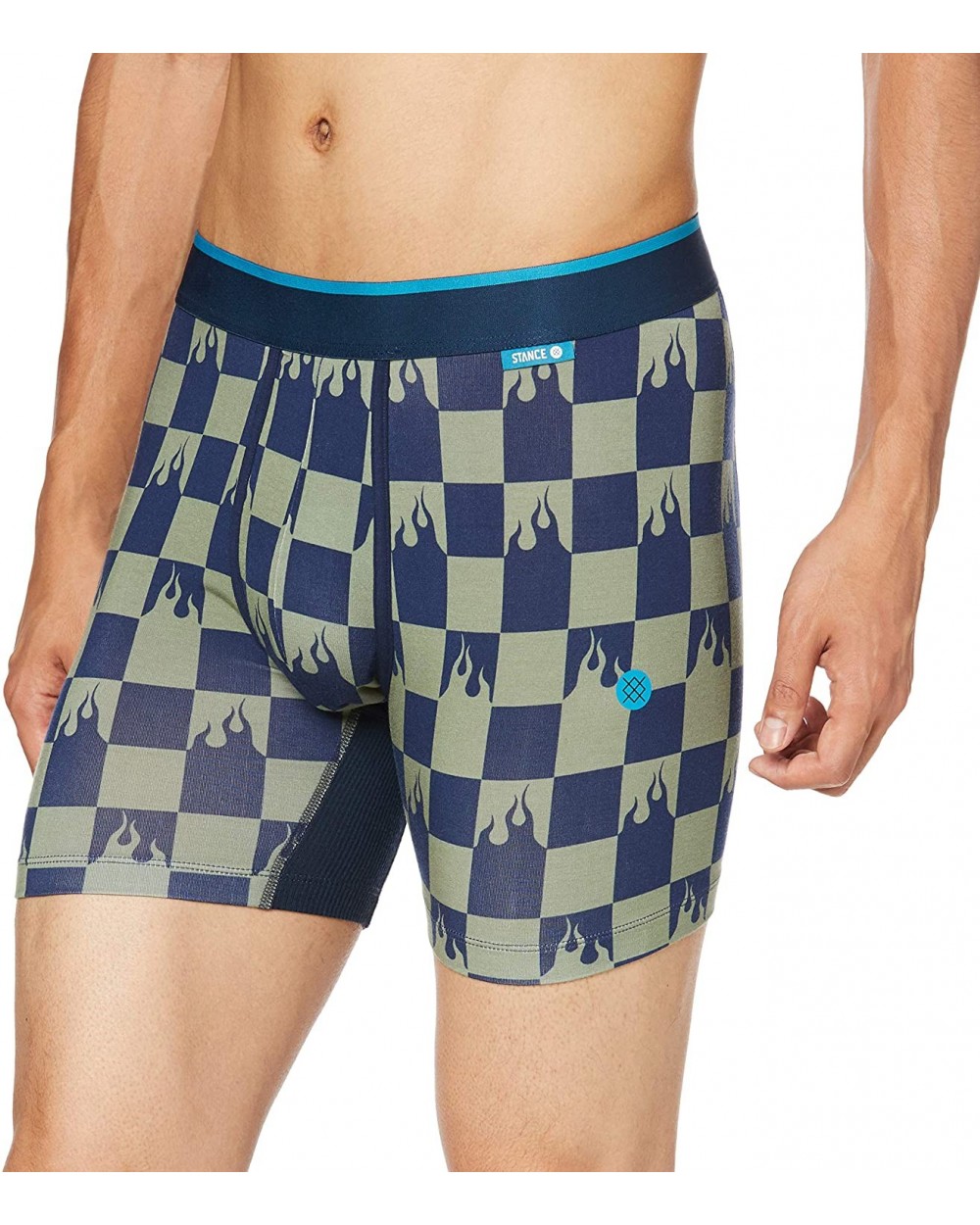 Men's Flame Check Wh - Navy - C018K7OL248 $44.58 Boxer Briefs