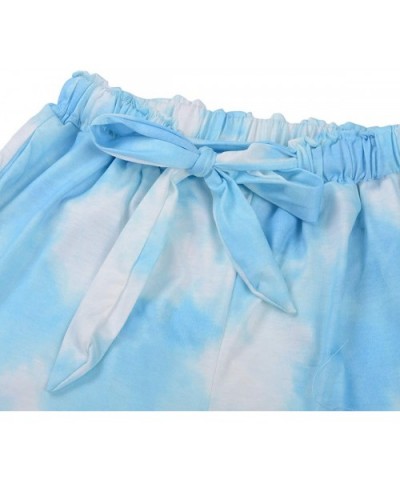 Women Pajamas Set Tie Dye Print T-Shirts Top Shorts2-Piece Sleepwear Loungewear - Light Blue - CA19CS9TDO3 $33.52 Sets