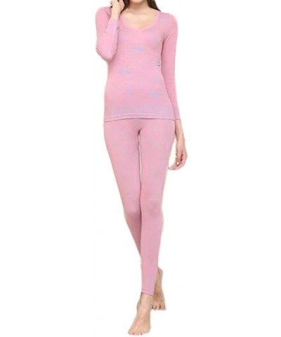 Womens Thermal Underwear Set Ultra Warm Lightweight Soft Baselayer - Dark Pink - CV1935ZN8DD $64.53 Thermal Underwear