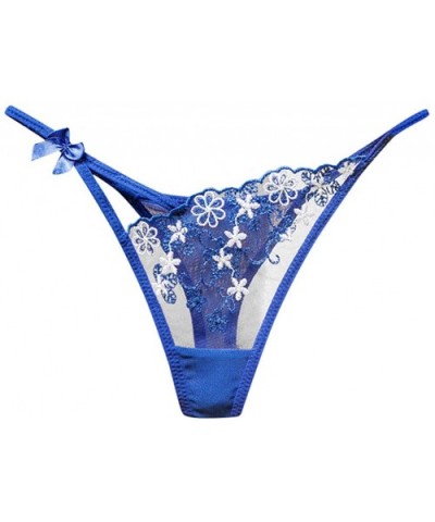 Womens Girls Sexy Lace Underwear Briefs Panties G-String Lingerie Thongs - 1blue - CL196D82TAT $11.08 Thermal Underwear