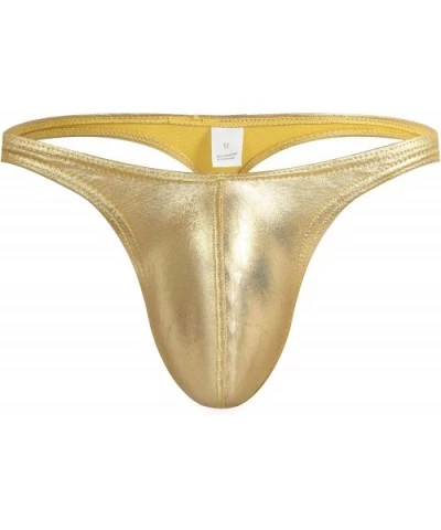 Sport Mens Print Thong Swimsuit - Gold - CJ190MO0HSH $15.15 G-Strings & Thongs