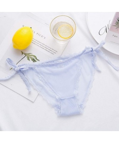 Womens Seamless Tie Up Lace Briefs Solid Color Underpant Sexy Lingerie Panties - Blue - CS1953QYOUI $11.83 Slips