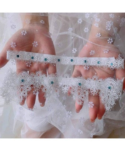 2Pcs Wedding Bridal Thigh Garters Rhinestone Embellished Lace Stretch Leg Rings - Black - CA19E4NYSDK $12.56 Garters & Garter...