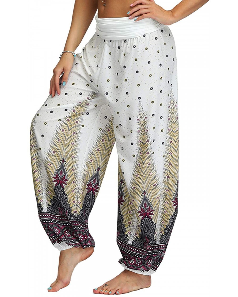 Women's Boho Harem Yoga Pants Floral Print Baggy Comfy Hippie Palazzo Pants - Type E - CH18Z29WK5O $20.41 Bottoms